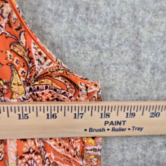 Halter Neck Sleeveless Paisley Print Womens Dress Orange & Multi Polyester Boho - Picture 7 of 8